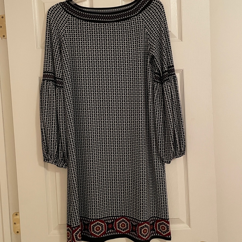 Max Studio Patterned Dress with Bell Sleeves